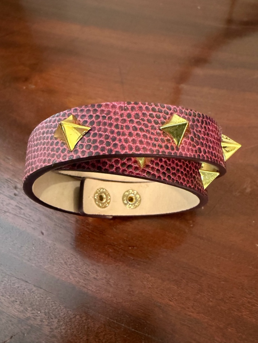Vince Camuto Gold Pyramid Stud Burgundy Wrap Bracelet